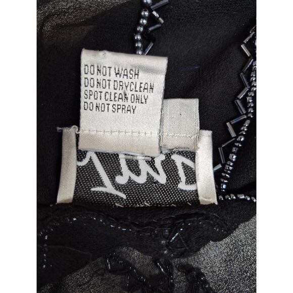 JMD New York Blouse Jacket Evening LP Sheer Black Fully Beaded Long Sleeves - Picture 3 of 6